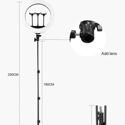 18" LED Ring Light Kit – 55W Bi-Colour 3000-6000K with Remote & Triple Phone Holders