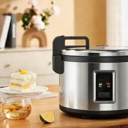 Commercial Stainless Steel Deluxe Rice Cooker with Non-Stick Pot & Aluminum Heating Plate – 8–10L Capacity
