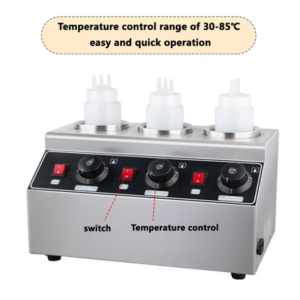 Commercial Electric Triple Sauce Dispenser Stainless Steel Countertop