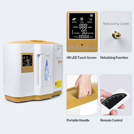 Portable 1–7L Oxygen Generator with Low-Noise Operation and Remote Control