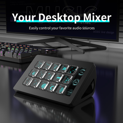 Mini Desktop Keyboard 15 Keys Programmable with LCD Display and USB-C Connection