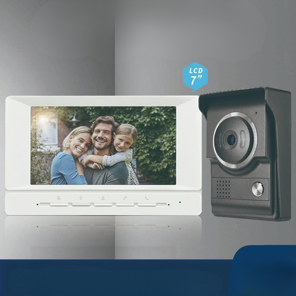 7-Inch TFT LCD Video Intercom System with Handfree Communication, Door Unlock, and Adjustable Settings