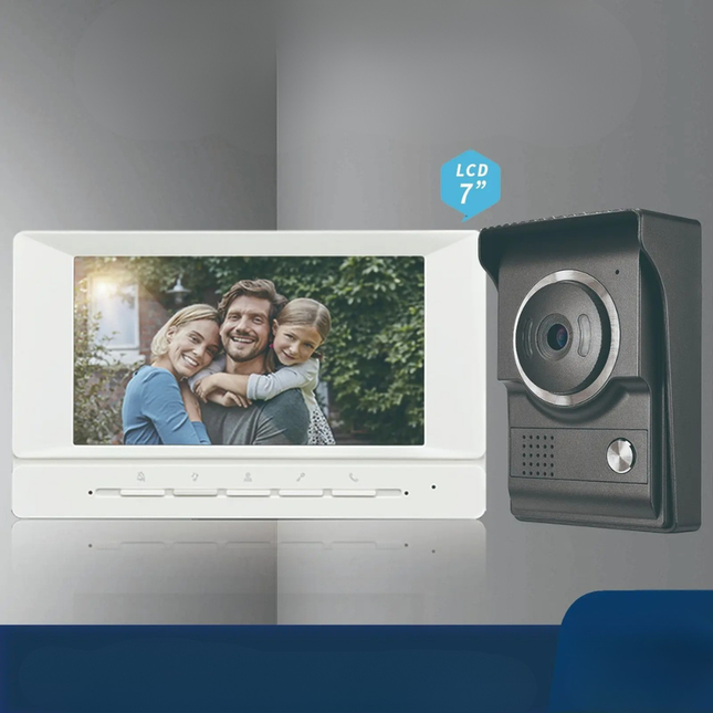 7-Inch TFT LCD Video Intercom System with Handfree Communication, Door Unlock, and Adjustable Settings