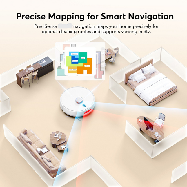 Smart LDS Laser Robot Vacuum Cleaner – Auto Sweep & Vacuum, Slim Design for Home and Apartments