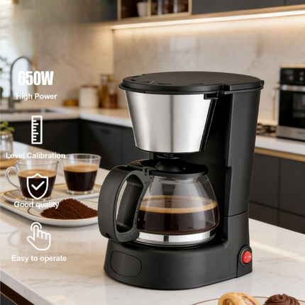 6 Cup Automatic Drip Coffee Maker with Brew System and Compact Modern Design