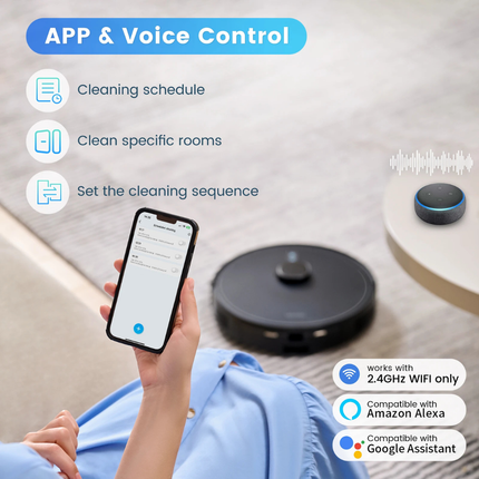 Rechargeable Robot Vacuum and Mop with Self-Empty Station, 240min Runtime and Voice Control