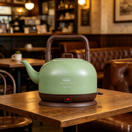 Compact Electric Glass Kettle Mini with Stainless Steel Body and Long Spout Design