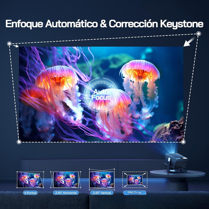 1080P Home Theatre Projector with Auto Focus, Dual Speakers and WiFi Connectivity