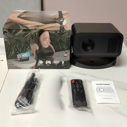 Compact 720P Android Projector with Wireless Display and Up to 150 Inch Projection Size