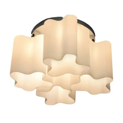 Modern LED Ring Ceiling Light Wrought Iron Frame Milky White 5+1 Lens