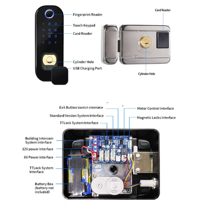 Waterproof Smart Rim Lock with Fingerprint, PIN Code & App Remote Access