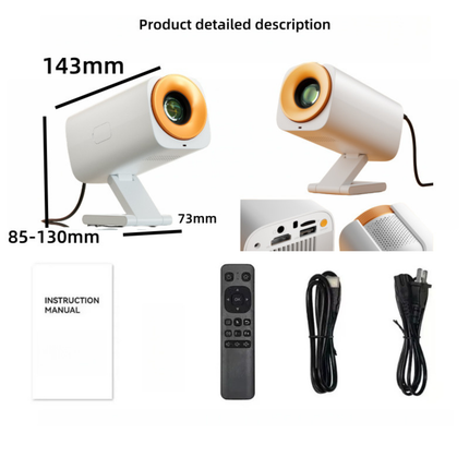 Portable Smart Projector with Android 12, 170 ANSI Lumens and HDMI USB Connectivity