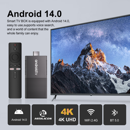 Android 14 TV Stick, 4K/8K Streaming Device, Dual WiFi, 8GB RAM 128GB Storage, Voice Control Remote