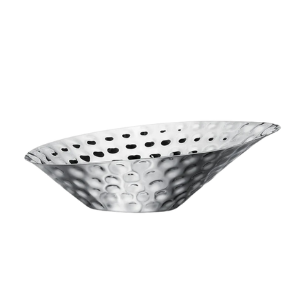 Decorative Stainless Steel Fruit Plate with Beveled Edge – Hand-Polished & Hammered Finish for Home and Dining