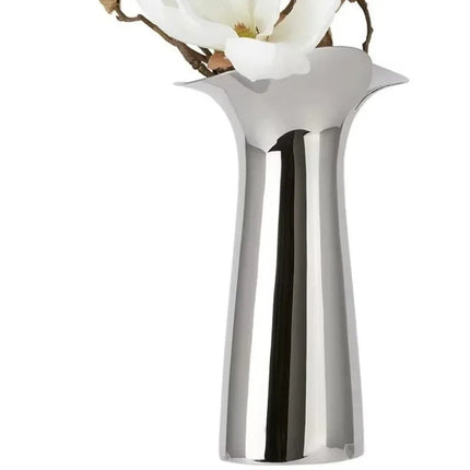 Stainless Steel Decorative Vase with Mirror Finish and Petal-Shaped Opening for Modern Home Décor