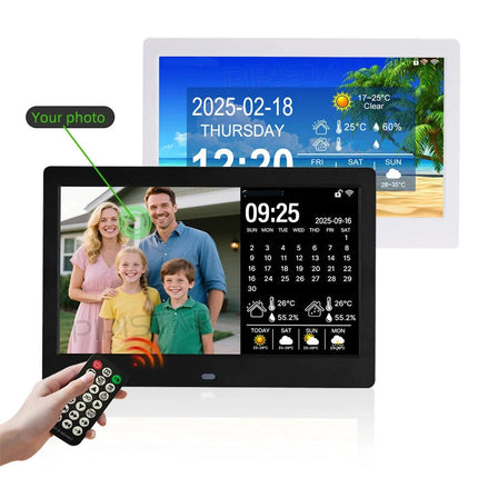 Smart 7-Inch WiFi Desk Clock with Weather Updates, Auto Time Calibration & Slideshow Display