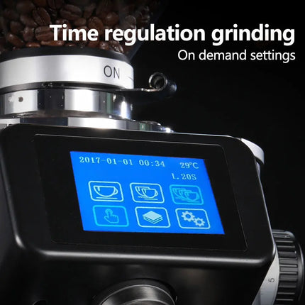 600W Electric Coffee Grinder with 90mm Titanium Coated Flat Burr and Touch Screen Control