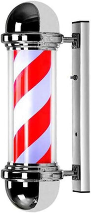 LED Rotating Barber Pole Wall Sign Red White Blue Classic Style Barber Shop Light