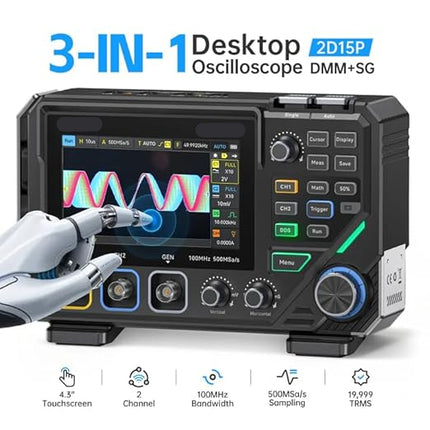 2-Channel 100MHz Digital Oscilloscope with 500MSa/s Sampling & Built-In TRMS Multimeter – Bench Top Unit