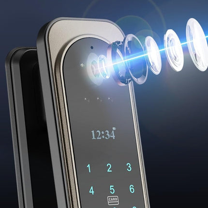 6-in-1 Smart Door Lock with Fingerprint, 3D Face, App, Password, Card & Key