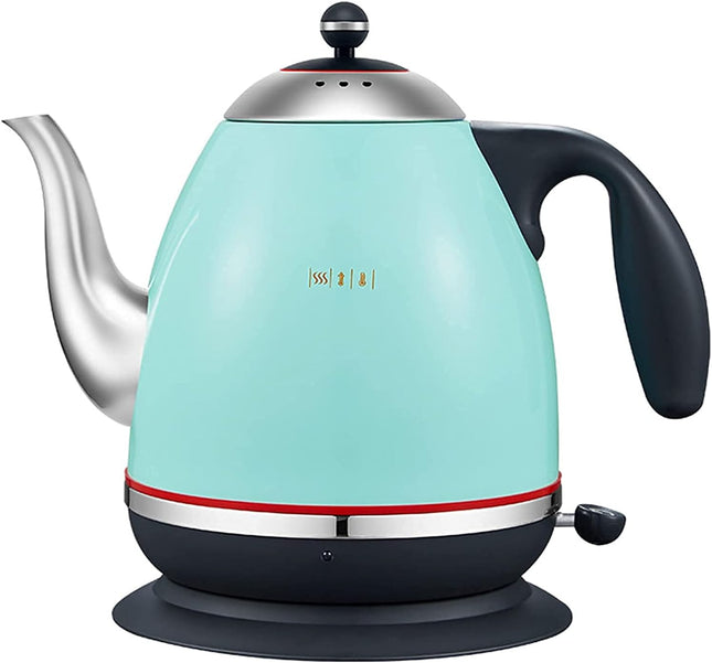 1.5L Retro Electric Kettle with Double Wall Stainless Steel Interior and 360° Swivel Base Blue