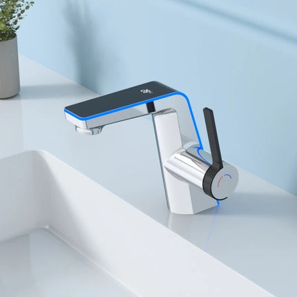 Smart LED Bathroom Basin Mixer Tap with Digital Temperature Display Dual Water Flow