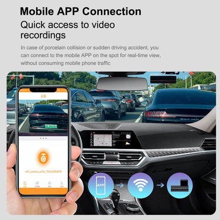 Triple Camera WiFi Car Dash Recorder with 2K Front and Dual 1080p Views Black