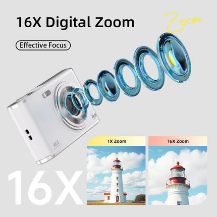 Portable 4K Vlogging Camera with 48MP Photos, Auto Focus, 2.8" IPS Screen and Webcam Function