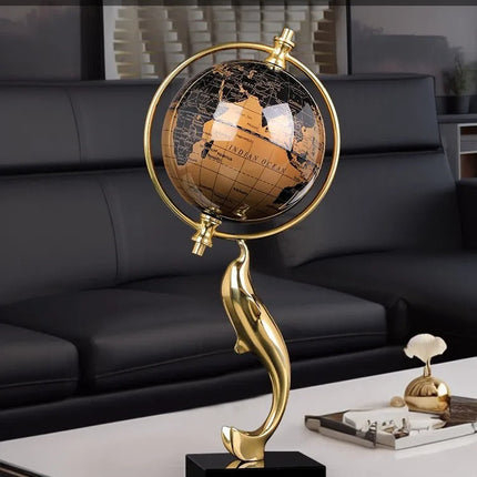 Premium Decorative Crystal Dolphin Sculpture with Elegant Copper Base Modern Home Accent