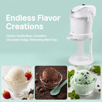 Portable 1L Ice Cream Maker with Automatic Mixing and Pre-Cooling for Homemade Desserts