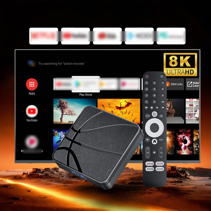 Smart Android 12 TV Box 4K 8K Media Player with Dual Band WiFi and Voice Remote