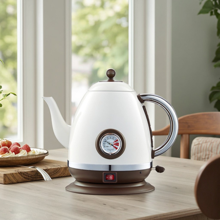 Household 1.5L Electric Kettle Stainless Steel with Thermometer and Insulated Handle Design