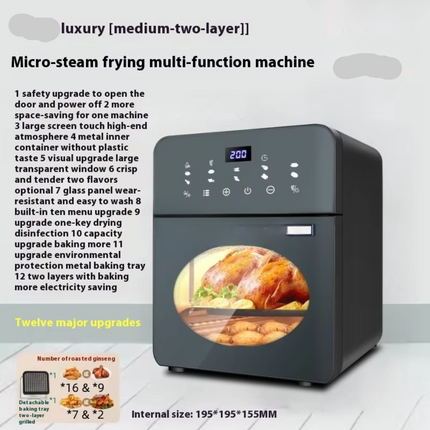 12L Digital Air Fryer Oven with Touch Screen Controls and Adjustable Temperature Timer