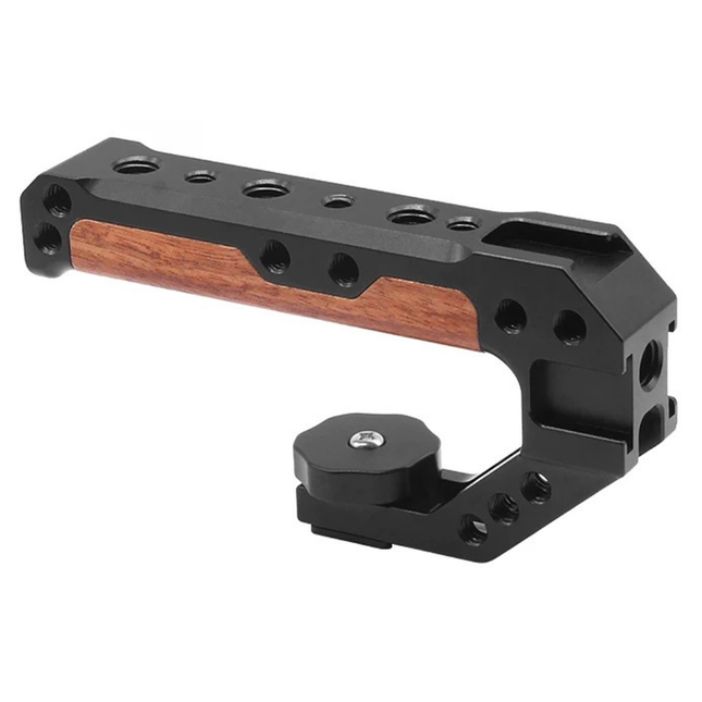 Aluminum Camera Cage Top Handle Grip for DSLR Rigs with Cold Shoe & Arri Support