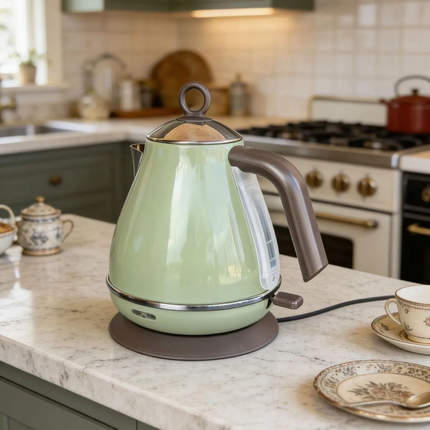 Retro Style Metal Finish Electric Kettle 1700ml 304 Stainless Steel 1500W Digital