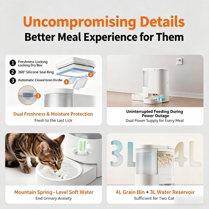 Smart Automatic Pet Feeder and Water Fountain Combo with APP Control Timed Feeding for Cats and Dogs