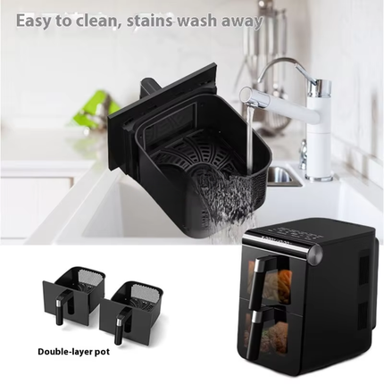 Dual Drawer Air Fryer Oven 11.4L Touch Screen Digital Cooker with Non Stick Baskets