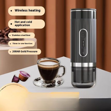 Portable Stainless Steel Capsule Espresso Machine 20 Bar Rechargeable Coffee Maker with Milk Frother