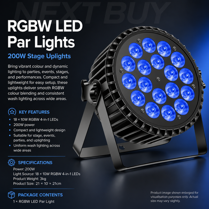 RGBW LED Par Lights 200W Stage Uplights 18x10W LEDs