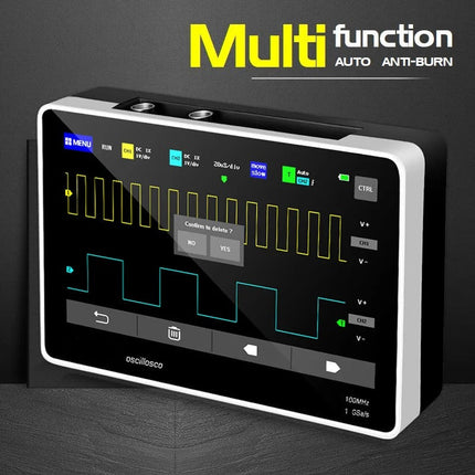Portable Touchscreen Digital Oscilloscope with 7” Display, 100MHz Dual Channel, 1GS/s Sampling Rate