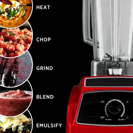 High Power 2L Countertop Blender 2200W Manual Knob Control Black Red