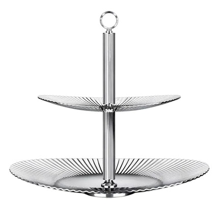 Modern Double-Tier Stainless Steel Fruit and Snack Plate