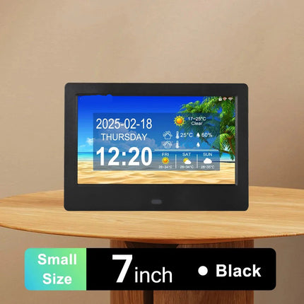 Smart 7-Inch WiFi Desk Clock with Weather Updates, Auto Time Calibration & Slideshow Display