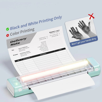 Wireless Compact A4 Thermal Document Printer with Rechargeable Battery – Cyan