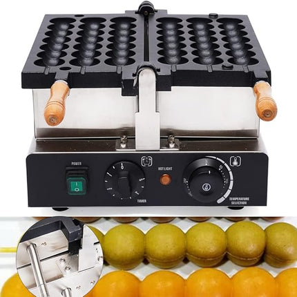 1600W Bubble Waffle Iron – Stainless Steel Commercial Snack Maker with Non-Stick Molds & Wide Temperature Control (50–300°C)
