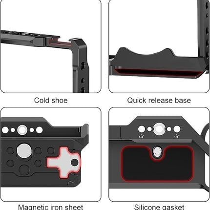 CNC Anodized Aluminum Camera Cage – Compact 133x56x93mm, Lightweight