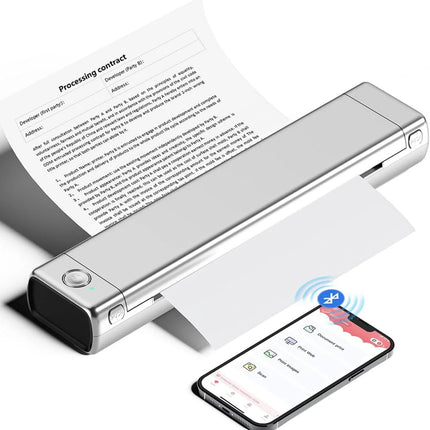 Portable Wireless A4 & Letter Thermal Document Printer with Fast Type-C Charging – Silver