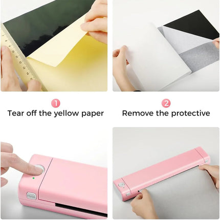 Compact Wireless A4 Thermal Document Printer – USB-C Rechargeable, Lightweight Travel Printer (Pink)