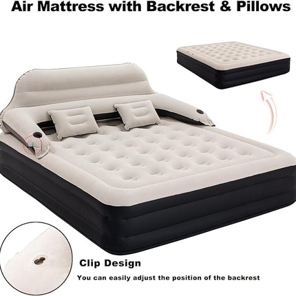 Portable Inflatable Sleeping Bed with Backrest for Camping & Guests