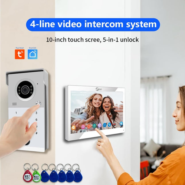 Smart Video Doorbell Intercom Kit with 7 Inch Touch Screen, 2MP Camera, Tuya App & IP65 Outdoor Unit